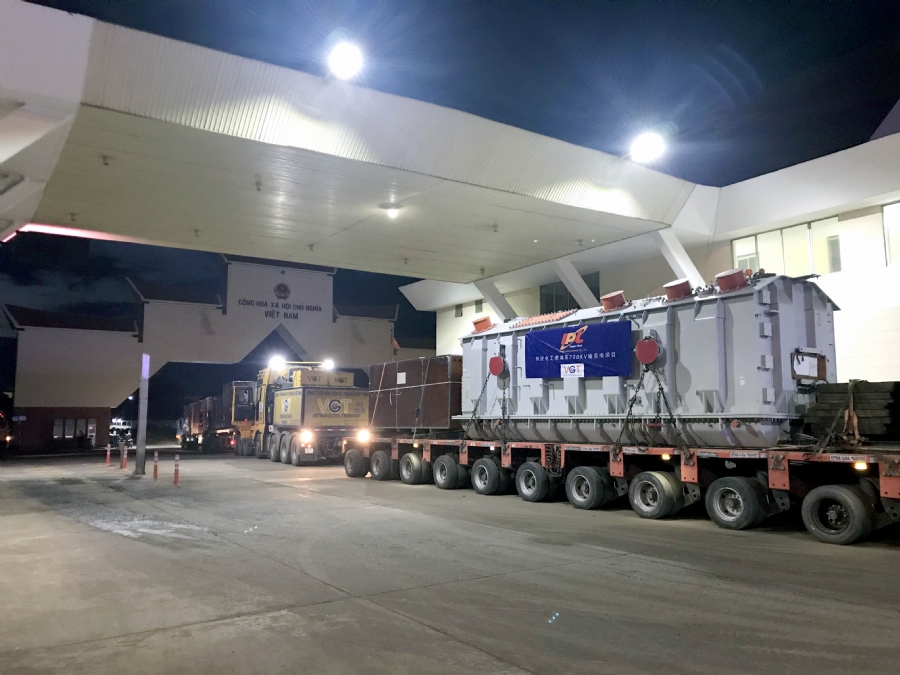 Vận chyển và bàn giao Máy biến áp 220kV trạm biến áp Svay Sor-Chheu Tom qua biên giới Xa-mát (Việt Nam - Campuchia)